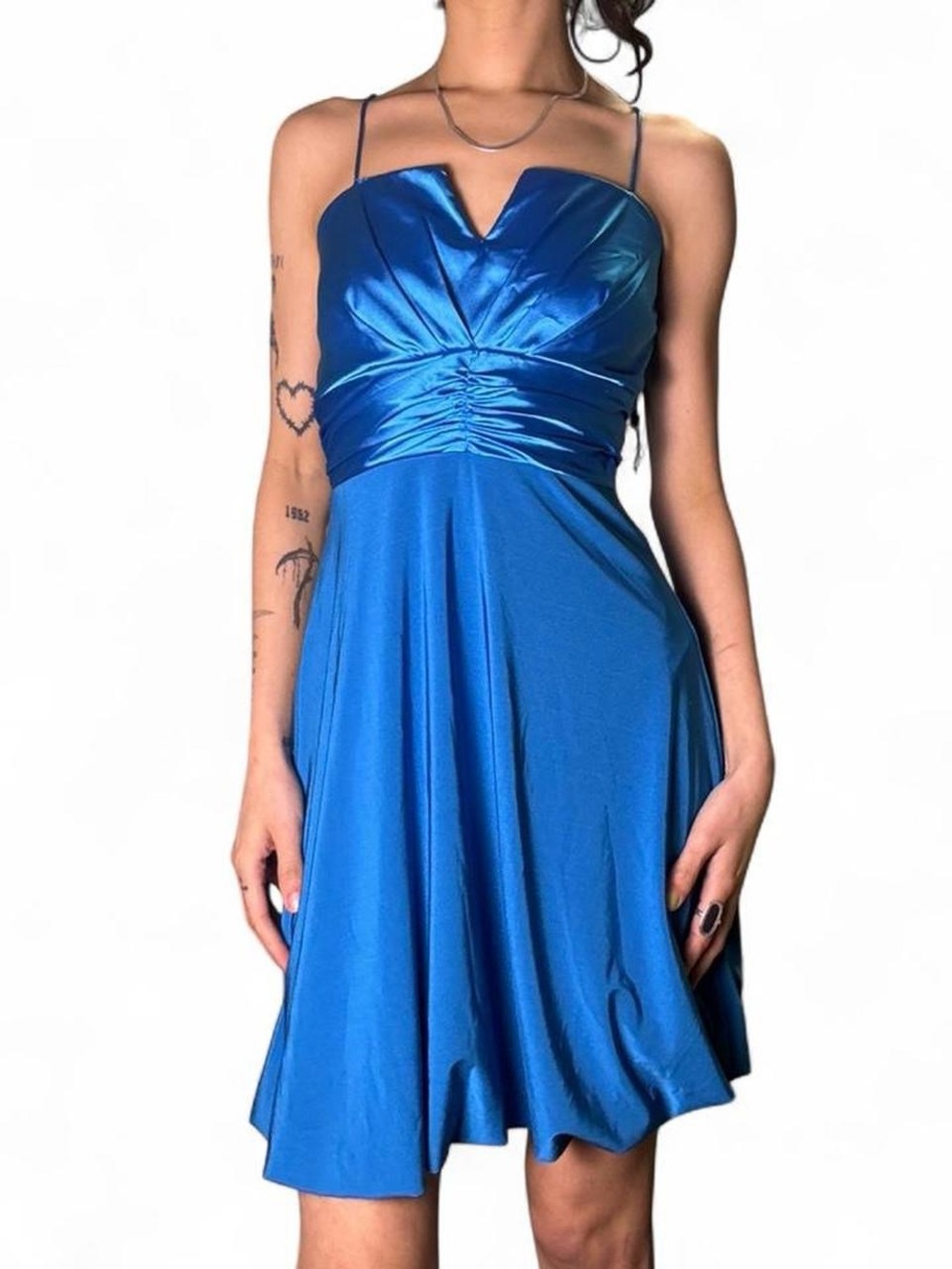 Blue Satin Mini Dress by Neon (Bulux USA)